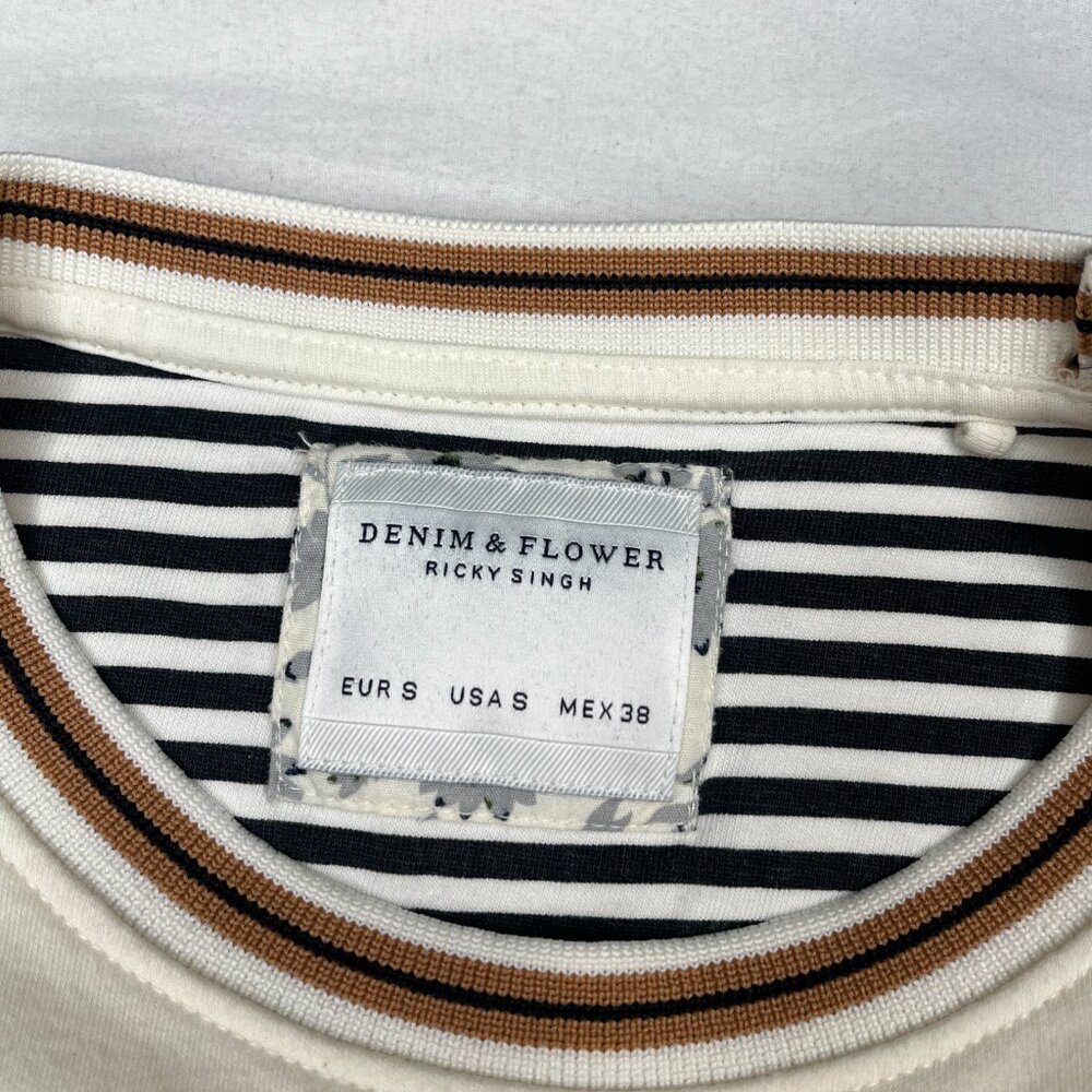 Denim & Flower Ricky Singh Cream Ringer Tee - Picture 4 of 5